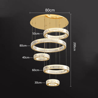Nurul - Crystal Round Gold Hanging Chandelier