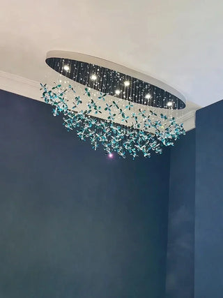 Sapphire Bloom - Statement Ceiling Light with Blue Crystal Accents