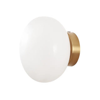 Dion - Minimalistic Circular Glass Gold White Milk Shade Wall Light
