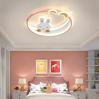 Jayceon - Round Bunny with Cloud Children's Room Ceiling Light