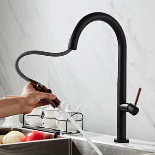 Bastien - Deck Mounted Single Handle Pull Out Modern Mixer Kitchen Tap