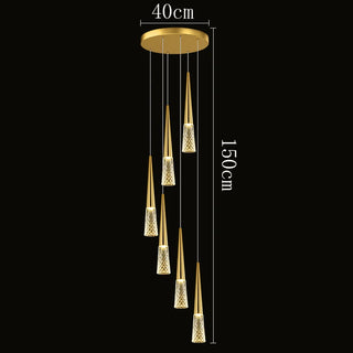Barista - Round Spiral Gold Teardrop Multi Head Hanging Ceiling Chandelier