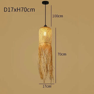 Samra - Natural Bamboo Wicker Rattan Tassel Hanging Pendant Ceiling Light