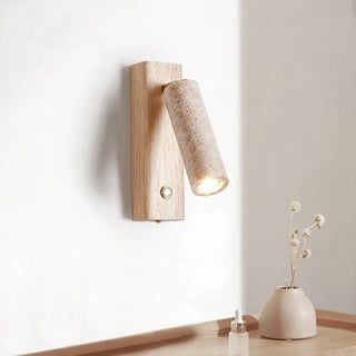 Hellen - Wabi-Sabi Stone Walnut Log Wood Rotatable Wall Light
