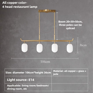 Buds - White Jade Glass Pipe Erected Round Ceiling Light
