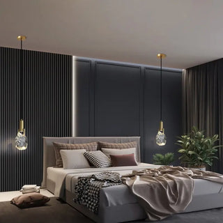 Monte - Crystal Pendant Gold Black Cord Hanging Ceiling Light