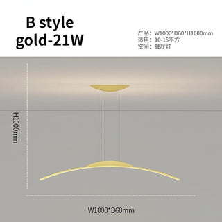 Emiliano - Modern Thin Curved Bar Ceiling Light Chandelier