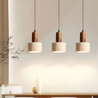 Navarre - Japanese Minimalist Walnut Brown Marble Hanging Pendant Ceiling Light