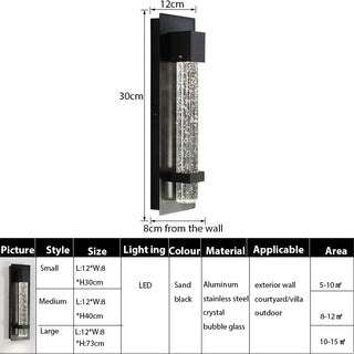 Calliope - Crystal Bubble Black Modern Outdoor Wall Light Bar