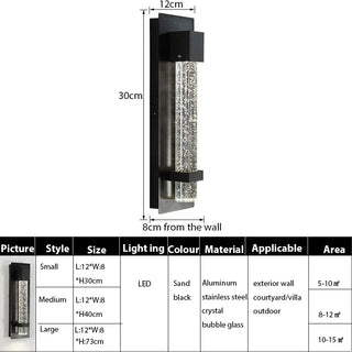 Calliope - Crystal Bubble Black Modern Outdoor Wall Light Bar