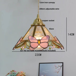 Humbug - Modern Pink Butterfly Glass  Pendant Lamp