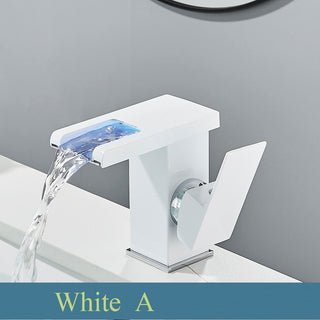 Nicoll - LED Waterfall Matte Black Bathroom Hot and Cold Water Mixer Taps Sink Faucet