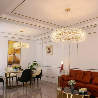 Orhan - Glass Dandelion Gold Frame Round Clear Crystal Ceiling Light Chandelier
