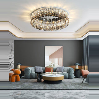 Alpine - Silver Round Coloured Hanging Glass Recessed Ceiling Light Chandelier