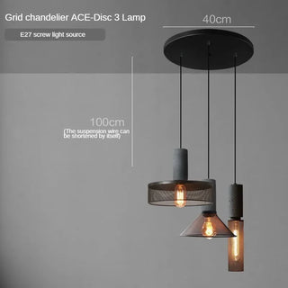 Pola - Industrial Modern Round Mesh Caged Hanging Cement Pendant Ceiling Light