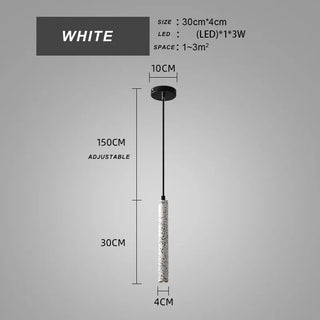 Dundee - Minimalist Industrial Style LED Waterstone Long Droplight Pendant Light