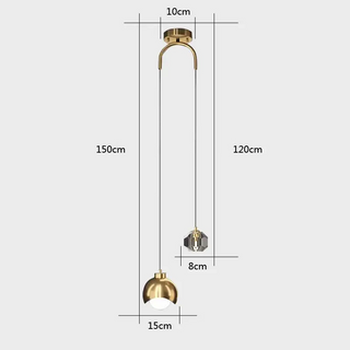 Nima - Half Moon Shade Double Head Crystal Pendant Hanging Ceiling Light