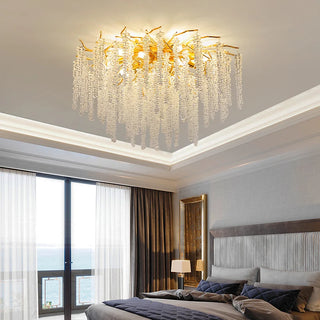 Spring - Gold Multi Tier Round Crystal Glass Hanging Ceiling Light Chandelier