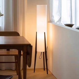 Mizura Wabi Sabi walnut floor lamp with Japanese minimalist design for living room