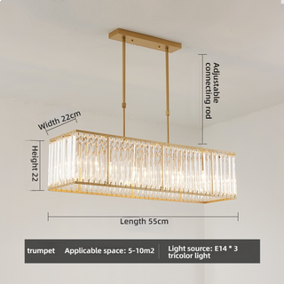 Fiona - Rectangular LED Crystal Pendant Chandelier