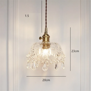 Rosendal - Hanging Crystal Glass Transparent Pendant Ceiling Light- Hanging Crystal Glass Transparent Pendant Ceiling Light