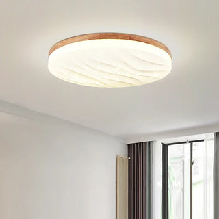 Sijiu - Modern Thin White Milk Shade Wooden And Acrylic Ceiling Light