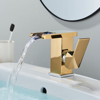 Nicoll - LED Waterfall Matte Black Bathroom Hot and Cold Water Mixer Taps Sink Faucet