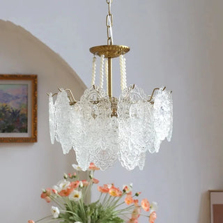 Faustina - Modern Crystal Glass Layered Shards Hanging Chandelier