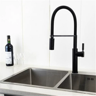 Eufemia - Brushed Gold Pull Out Hot & Cold Single Handle Mixer Kitchen Tap