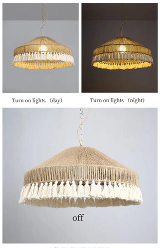 Ivonne - Hemp Rope Hand-Knitted Round Tassel Ceiling Light