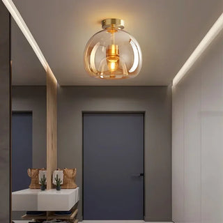 Mollendal - Globe Semi-Flush Mount Glass Ceiling Light with Midnight Black / Gold Fixture