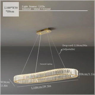 Tabrizi - Crystal Oval Chrome Glass Hanging Ceiling Light Chandelier