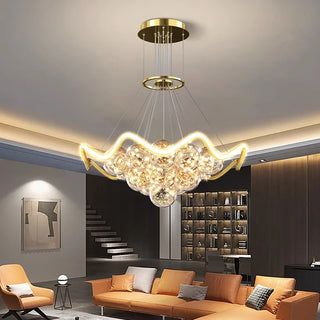 Donna - Golden Multi Ball Hanging Glass Ceiling Light Chandelier