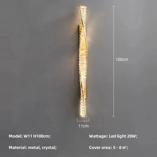 Mabel - Luxury Gold LED Twisted Crystal Wall Light