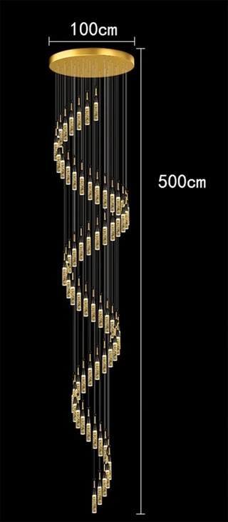 Aaron - Modern Hanging Black & Gold Teardrop Tube Sparkle Chandelier