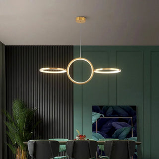 Enes - Modern Hanging Multi Gold Ring Round Chandelier