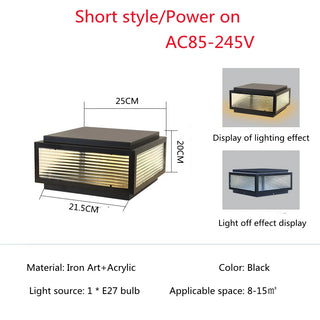 Nix - Horizontal Stripes Pier-Mount Outdoor Pillar Light