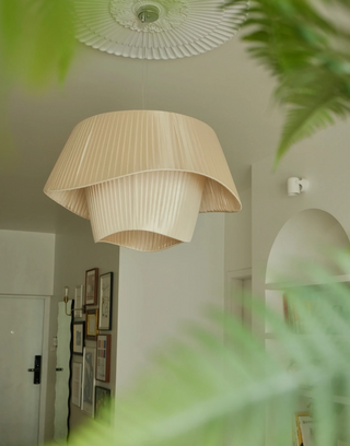 Ambre - Fabric White Wave Double Shade Round Ceiling Light