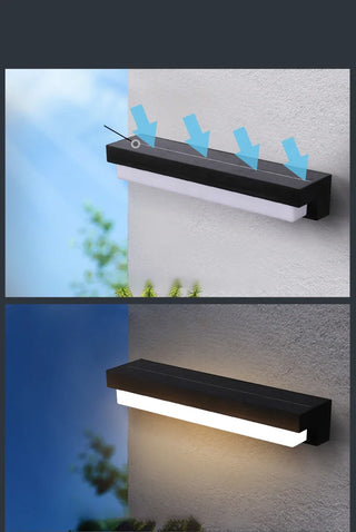 Owayne - Modern Minimalist Solar Waterproof Rectangular ABS Acrylic LED Wall Lamp