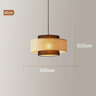 Kheesa - Layered Perforated Woven Cylindrical Hanging Pendant Ceiling Light