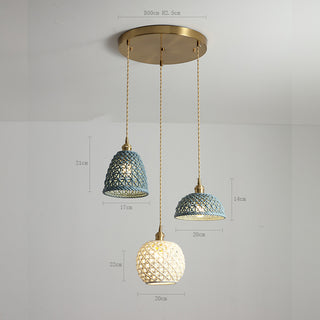 Olga - Modern White Patch Shade Pendant Hanging Round Ceiling Light