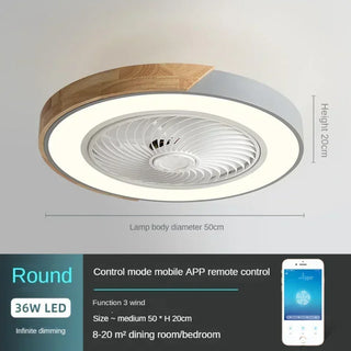 Kitara - LED Round Nordic Modern Smart Ceiling Fan with LED Light