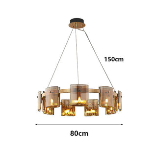 Francois- Hanging Multi Head Tinted Curved Glass Ceiling Light Chandelier