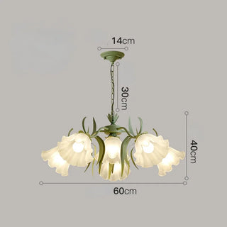 Lynlee - Frosted Multi Glass Head Flower Hanging Chandelier