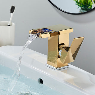 Nicoll - LED Waterfall Matte Black Bathroom Hot and Cold Water Mixer Taps Sink Faucet