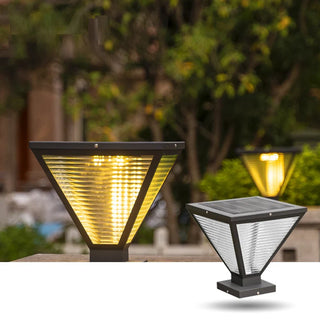 ILona Solar - Modern Minimalist Waterproof Square Prismatic Stainless Steel Glass Light