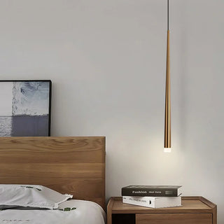 Lille - Narrow Cylindrical Metallic Hanging Pendant Ceiling Light