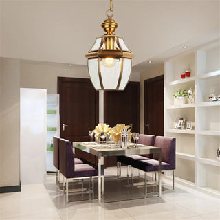 Rufus - Antique Vintage Copper Shade Glass Hanging Pendant Light