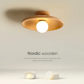 Ospino - Wooden Round Nordic Ceiling Lamp