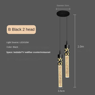 Selma - Modern Crystal Sparkle Pendant Tube Hanging Ceiling Light